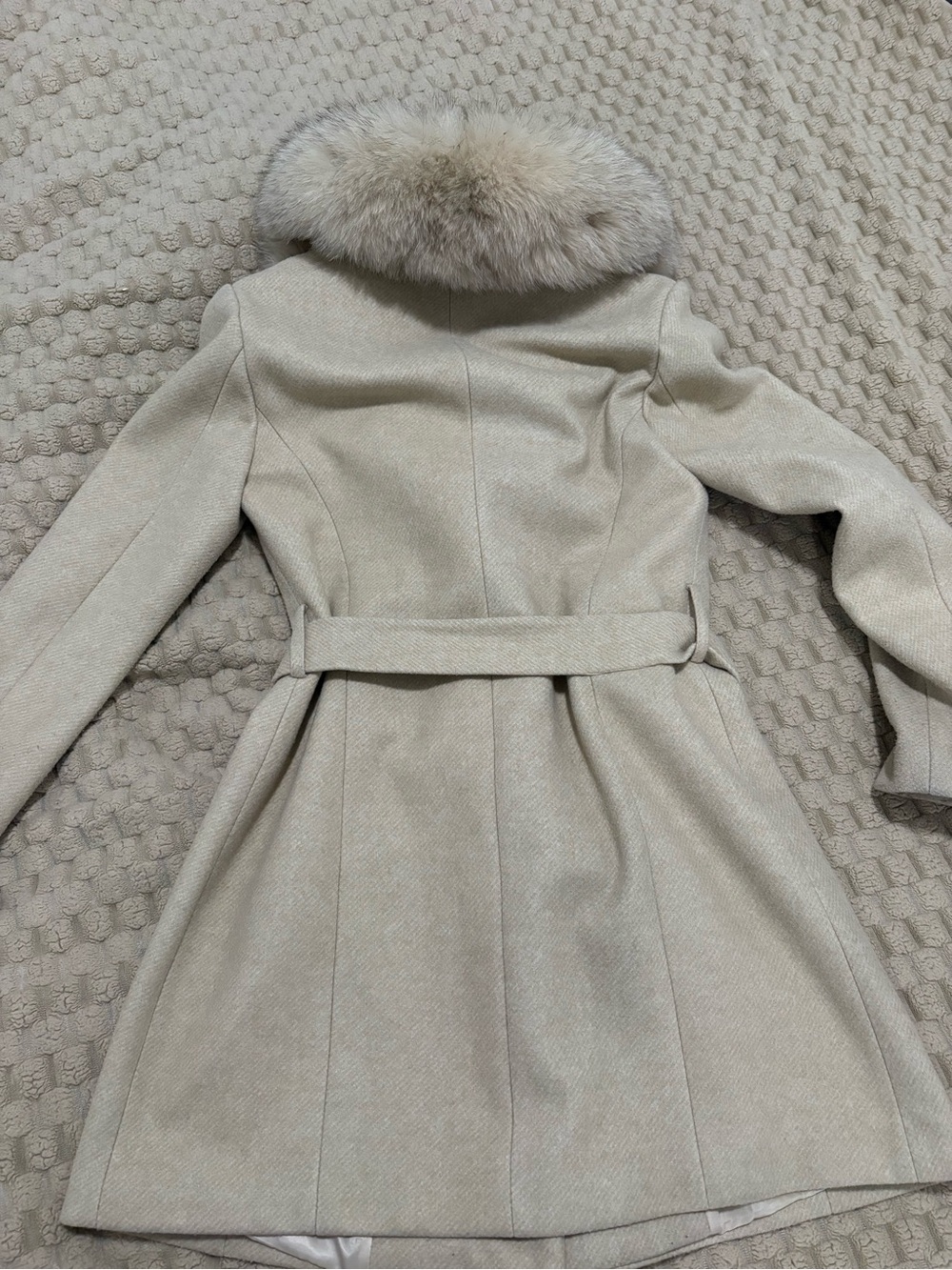 Belted Trench with Real Fox Fur Collar - Picture 3 of 3